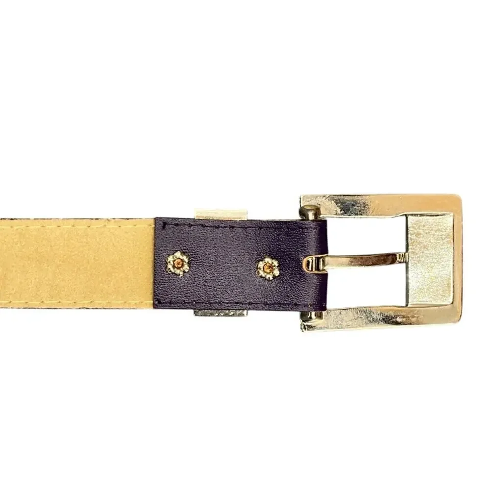 Gorgeous 90s Preppy Dressy Purple Belt Brushed Nickel Buckle Women 33